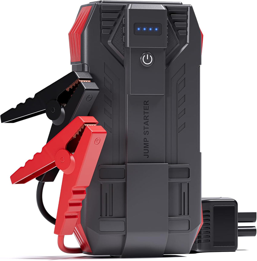 Povasee 4000A UltraSafe Jump Starter Power Pack, 12V Car Battery Booster Jump Starter Power Bank (up to 10L Petrol/8L Diesel), Jump Pack Car Starter with Jump Leads, Emergency LED and 2 USB Ports