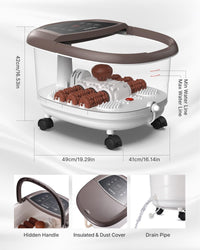 RENPHO Motorized Rollers Foot Spa Massager, Foot Bath with Fast Heating, Automatic Massage, Powerful Bubble Jets, Pedicure for Tired Feet, Adjustable Timer and Temperature,Brown