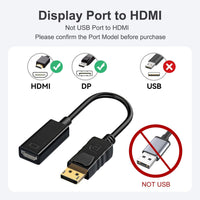 ABLEWE DisplayPort to HDMI Adapter, 4K@30Hz High Resolution DP(DisplayPort) Male to HDMI Female High Speed Transmission Video Audio Converter for GPU, Laptop, PC, Monitor, TV