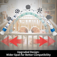 Baby Activity Arch Bassinet Toy, Black and White Travel Mobile Toy Bar with Rattle and Book, Strolle,Pram and Cot Attachment with Hanging Toys (Ocean)