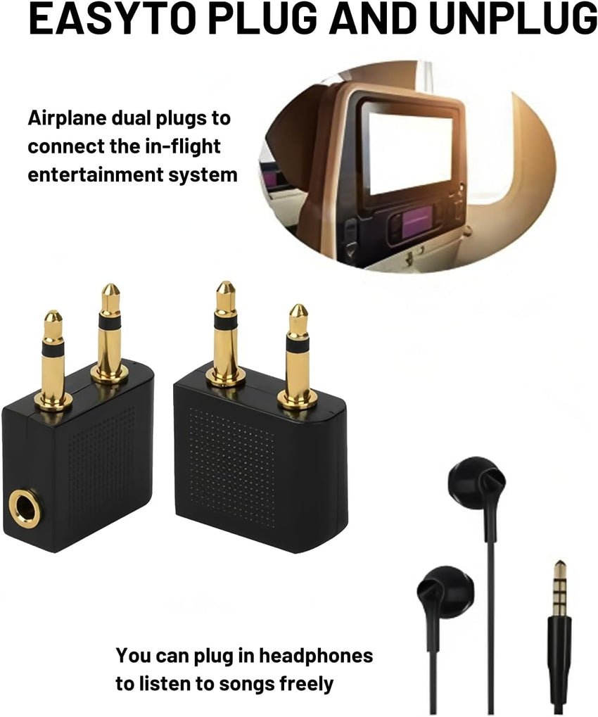 XIELBIS 4-Pack Airplane Headphone Adaptor, Plane Headphone Adapters | 3.5mm Male to 3.5mm Female, Airplane Adapter