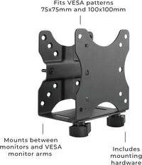 HumanCentric Thin Client Mount Bracket, Mount a Mini PC or Computer to a VESA Monitor Arm or Stand, Pole, or Under Desk or Surface, Devices with 0.65-2.55" in Depth for 75x75 and 100x100mm Patterns