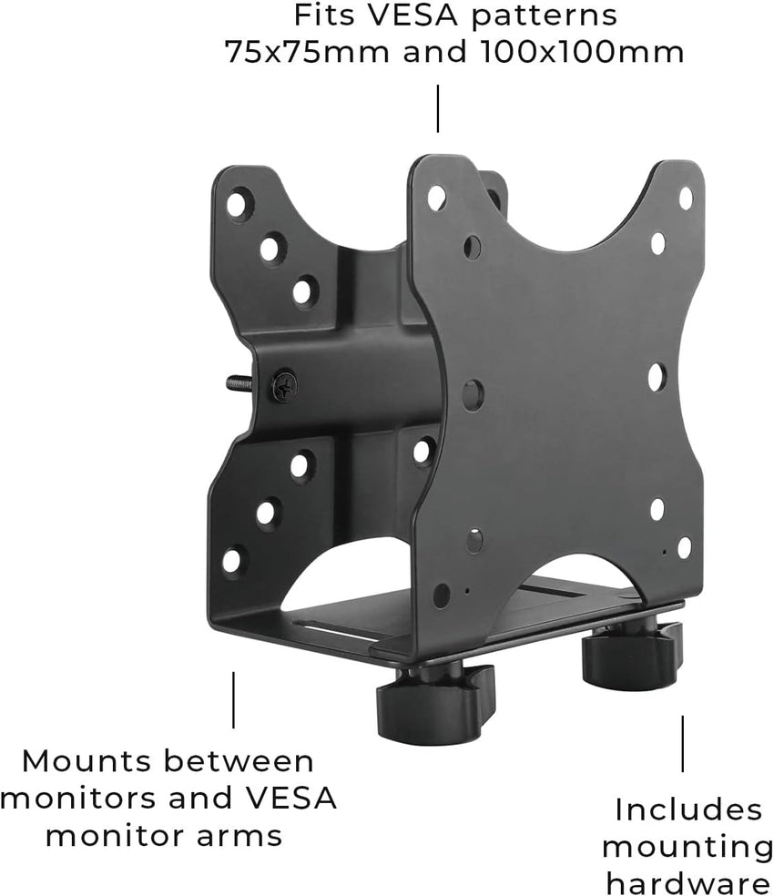 HumanCentric Thin Client Mount Bracket, Mount a Mini PC or Computer to a VESA Monitor Arm or Stand, Pole, or Under Desk or Surface, Devices with 0.65-2.55" in Depth for 75x75 and 100x100mm Patterns