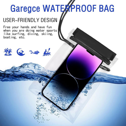 Clear Waterproof Pouch Bag, [4 Pack] Waterproof Bags Large Size Set, Waterproof Case Dry Bag for Beach/Swim/Boating/Kayaking/Hiking/Protect Phone/Camera/Cash/Document - Black