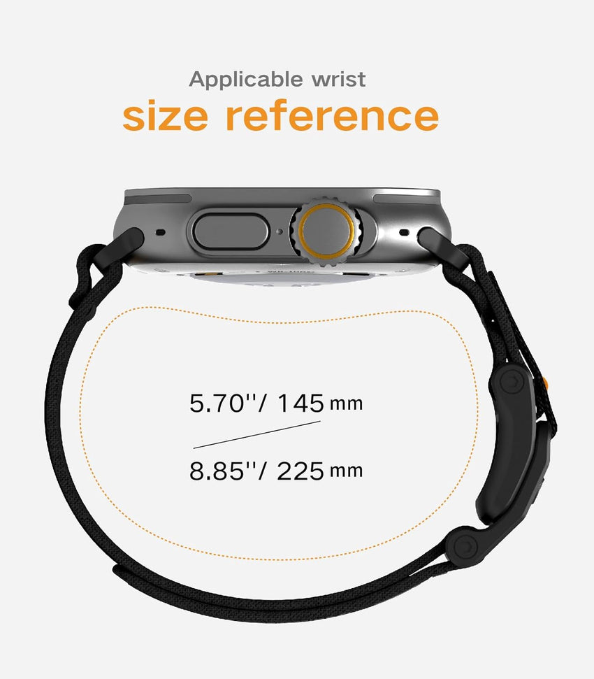 Aulumu A11 Mag Buckle Slim Band Designed for Apple Watch | Memory Quick Release | Velvet Nylon Braid | Stainless Steel Magnetic Clasp-Silver Black