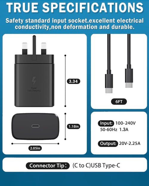 FUDCOCWN 45W USB C Fast Charger Compatible with Samsung Galaxy S24, S23, S22, S21, S20 Series Note 10/20/Z Fold5/Flip5,Galaxy Tab S9/S8