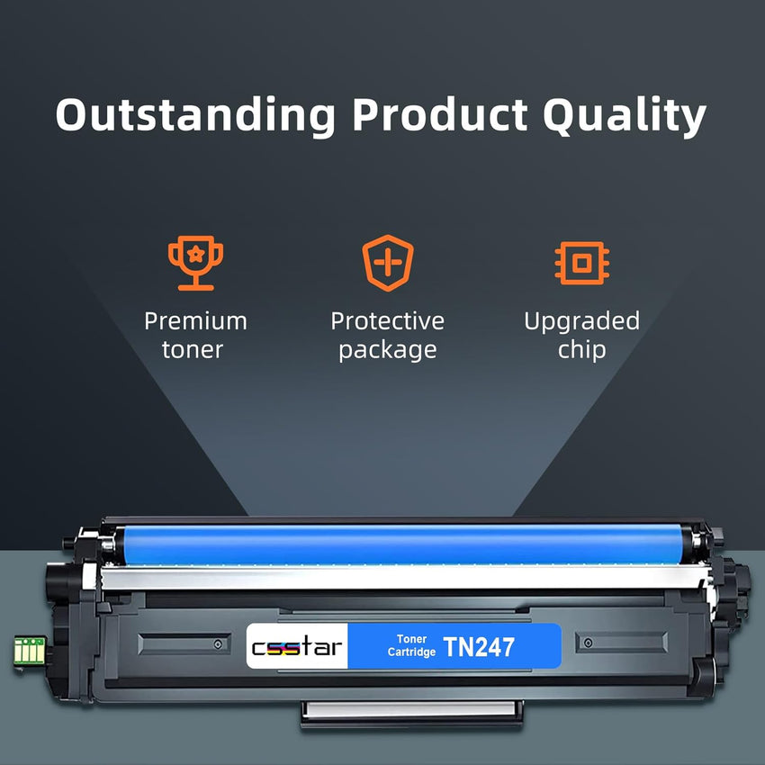 CSSTAR TN247 TN-243CMYK Toner Value Pack Replacement for Brother TN 247 TN243 Compatible for MFC-L3750CDW MFC-L3770CDW MFC-L3710CW DCP-L3550CDW DCP-L3510CDW HL-L3210CW HL-L3230CDW HL-L3270CDW (4-Pack)