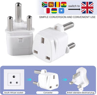 2-Pack UK to South Africa Plug Adapters South Africa Power Converter Grounded Universal Travel Adapter 3 Pin South Africa, Ghana, Bahrain, Mauritius etc International Type M Plug (White)