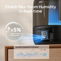 DREO 3L Humidifiers for Bedroom, 30H Runtime, 26 dB Quiet, Black | Easy to Refill & Clean, Precise Humidity Control, Night light, 360Â° Nozzle, Cool Mist Air Humidifier for Large Room, Baby