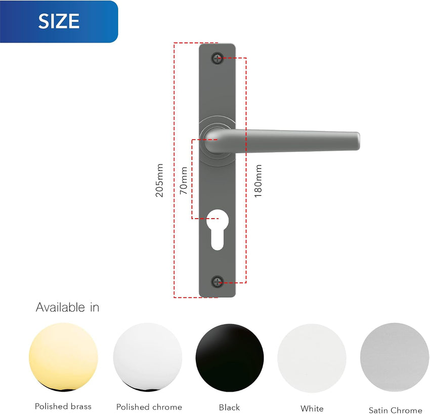 Door Handle Replacement UPVC Front Door Handle Compatible with GU Ferco Locking System Polished Brass PZ 70mm â 205mm