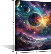 Planet Canvas Wall Art 1-Panel Milky Way Galaxy Print Framed Modern Home Decor â 36x24 in