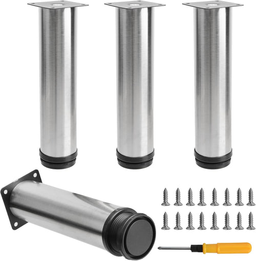 4Pcs Furniture Legs, 7.87"/20cm Adjustable Furniture Support Feet,Adjustable Height Replacement Support Feet Legs for Sofa Table Chair Desk Kitchen Cupboard Cabinets Legs Feet (Silver)