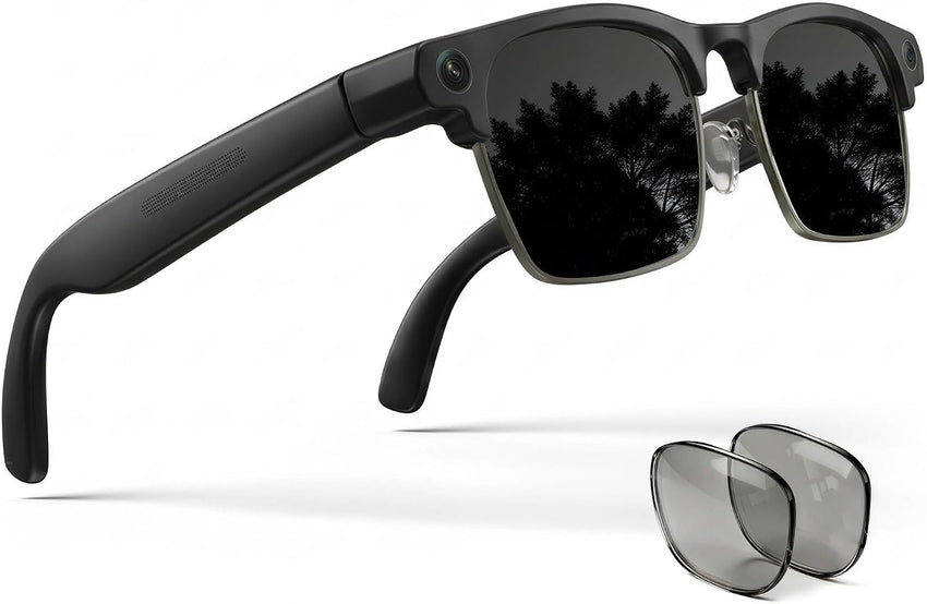 Smart Glasses 8MP Camera Open-Ear Speakers Bluetooth Voice Control Video Recording Real-Time Translation