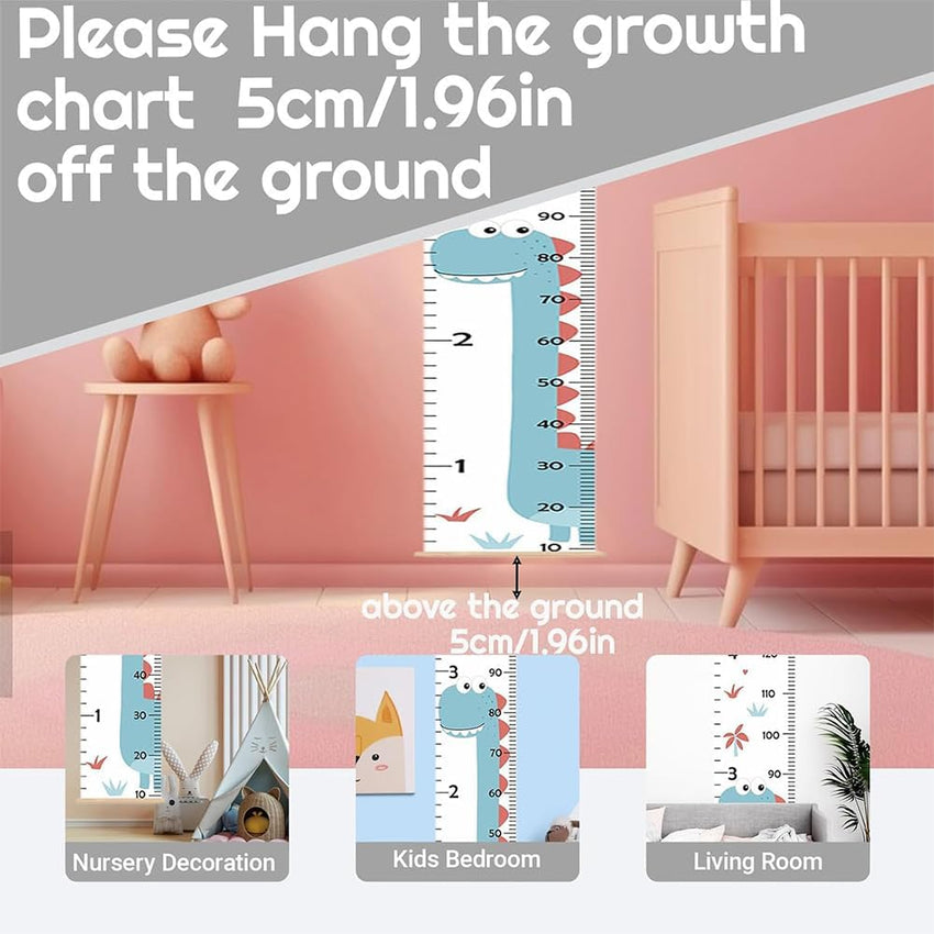 Kids Height Wall Chart Removable Canvas Ruler for Nursery â Dinosaur