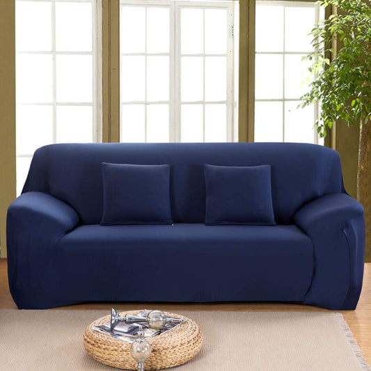 Sofa Cover 2/3 Seater Slip Cover Sofa Couch Stretch Elastic Fabric Sofa Protector (2 Seater, Blue)