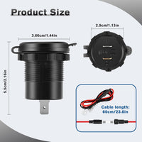 Thlevel USB C Car Charger Socket Waterproof Fast Charge Power Outlet 45W PD & 18W QC3.0 with LED Digital Voltmeter and Switch for 12V 24V Marine Boat Motorcycle Truck