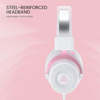 EKSA E900 Wired Gaming Headset for Xbox One - PC Headset with Detachable Noise Cancelling Microphone, 3D Stereo Sound 50mm Driver- Gaming Headphones for Xbox S/X, PS4 PS5, Switch, Laptop (Pink)