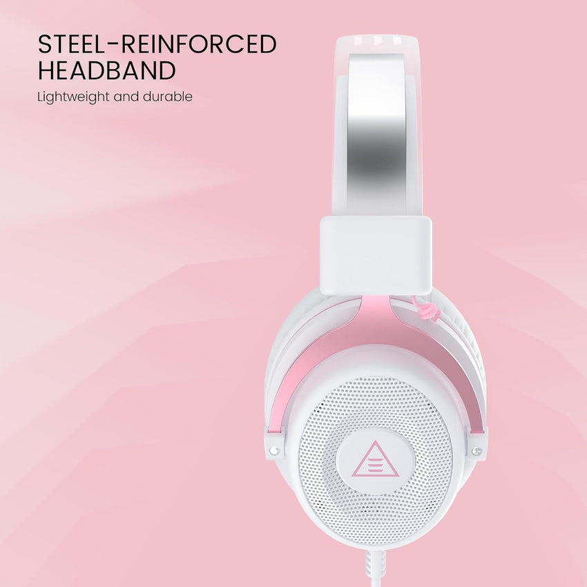 EKSA E900 Wired Gaming Headset for Xbox One - PC Headset with Detachable Noise Cancelling Microphone, 3D Stereo Sound 50mm Driver- Gaming Headphones for Xbox S/X, PS4 PS5, Switch, Laptop (Pink)