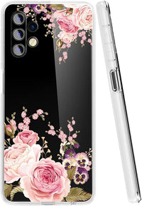 Case for Galaxy A32 5G Case,Samsung A32 5G Cute Case, Clear Flexible Bumper TPU Soft Rubber Silicone Cover Phone Case for Samsung Galaxy A32 5G (Rose Flower)