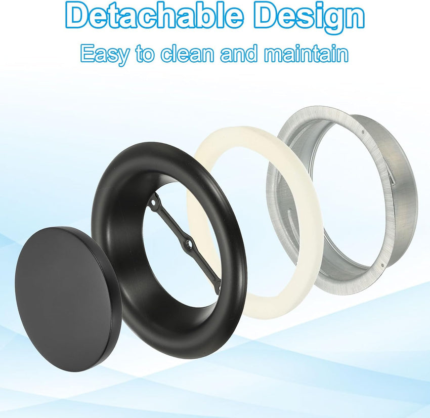 Round Ceiling Diffuser Metal Adjustable Air Vent Duct Cover Set of 2 Black