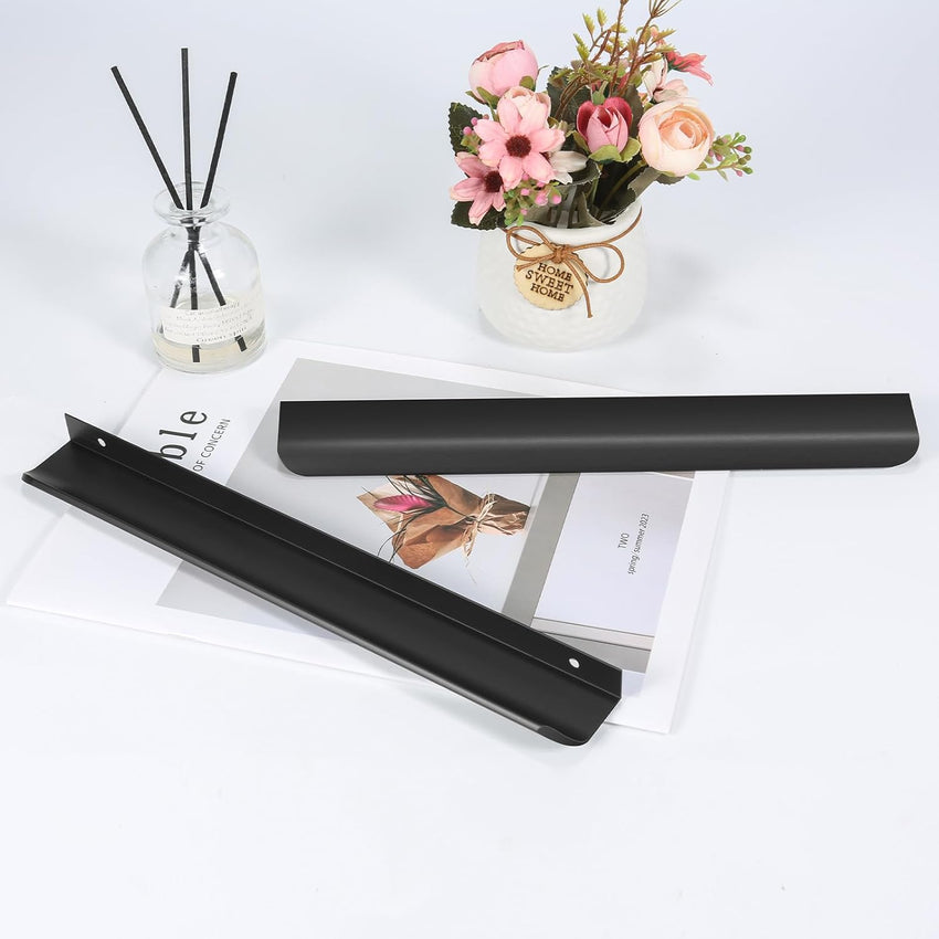 Finger Edge Cupboard Handles 300mm Modern Aluminum 10 Pack Matte Black