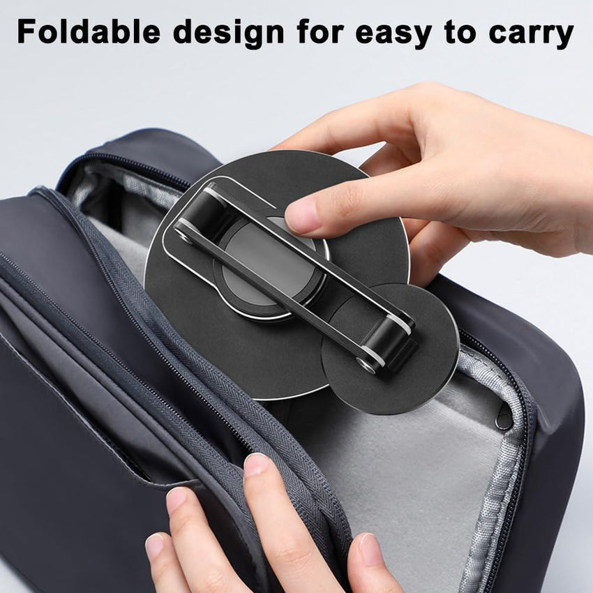 flintronic Magnetic Phone Stand for iphone, Foldable & Adjustable Aluminum Magnetic iPhone Stand with 360°Rotation Base, Compatible with iPhone 15/14/13/12 Series- Black
