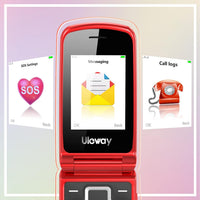 Senior Mobile Phone with Big Buttons, GSM Sim Free Unlocked Basic Cell Phones Easy to Use, Flip Phone with Dual Color Display | SOS Button | FM Radio | Torch |1000mAh Battery | Speed Dial (Red)