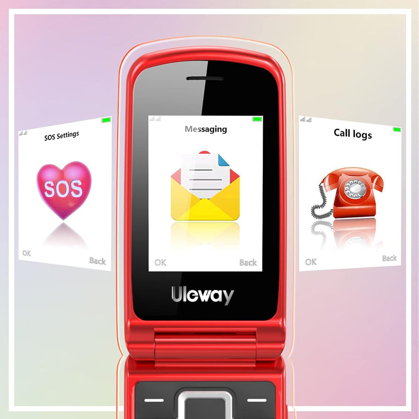 Senior Mobile Phone with Big Buttons, GSM Sim Free Unlocked Basic Cell Phones Easy to Use, Flip Phone with Dual Color Display | SOS Button | FM Radio | Torch |1000mAh Battery | Speed Dial (Red)