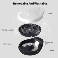 Automatic Cat Feeder with Cooling & Timer Wet Food Dispenser Washable Plates White