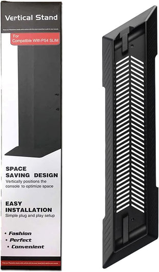 Gamer Gear PS4 Slim Edition Console Stand - Black Vertical Stand with Built-In Cooling Vents - PlayStation 4 Slim Stand with Anti-Slip Pads