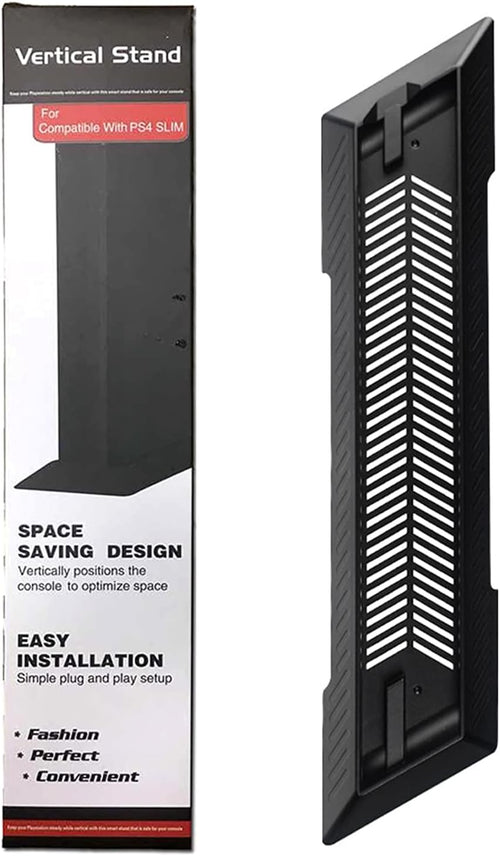Gamer Gear PS4 Slim Edition Console Stand - Black Vertical Stand with Built-In Cooling Vents - PlayStation 4 Slim Stand with Anti-Slip Pads