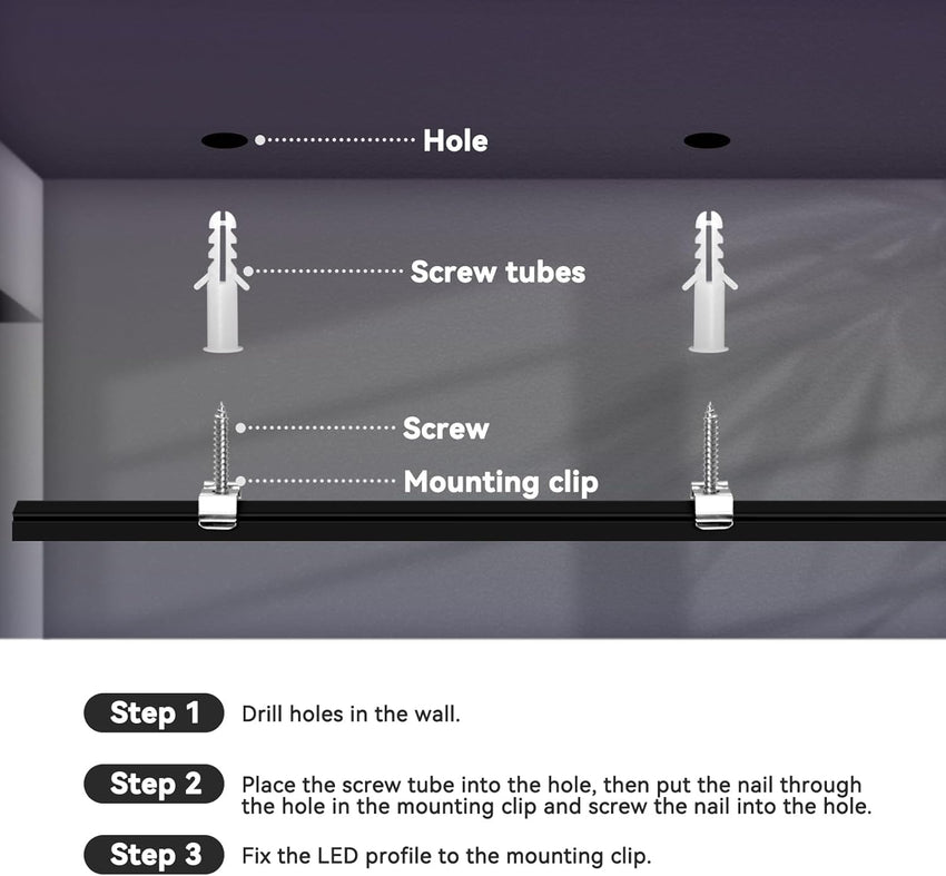 HOMMAND LED Channel, LED Profile 10 Packs 1m/3.3ft U-Shape, LED Diffuser and LED Aluminium Profile with Corner Connectors, End Caps, Mounting Clips and Adhesive, LED Strip Channel 10m