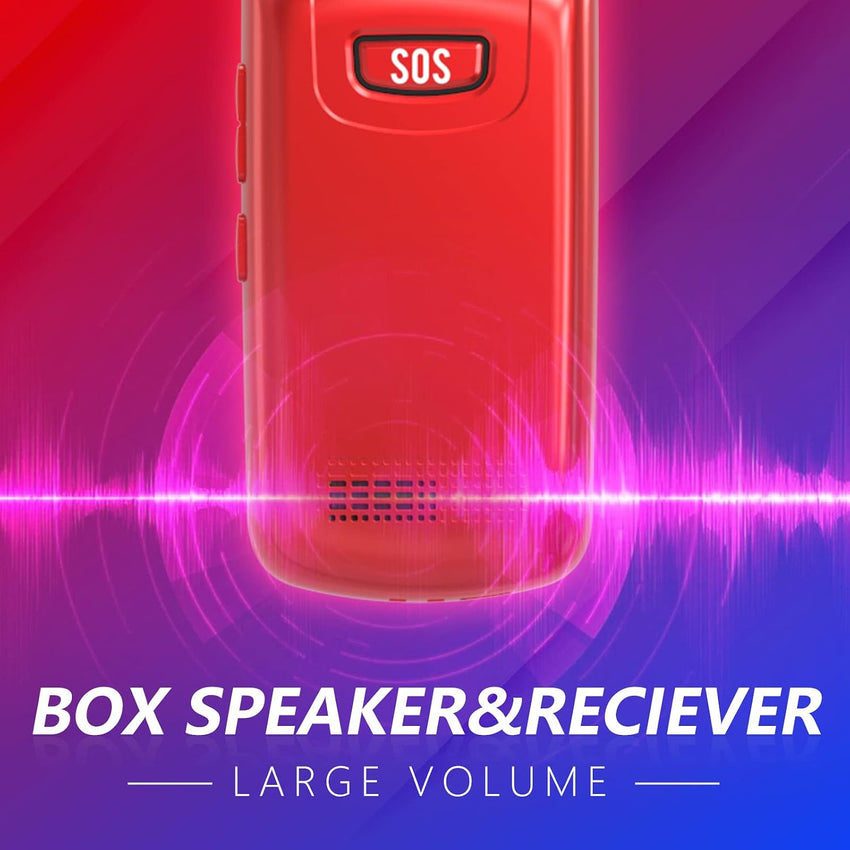 Senior Mobile Phone with Big Buttons, GSM Sim Free Unlocked Basic Cell Phones Easy to Use, Flip Phone with Dual Color Display | SOS Button | FM Radio | Torch |1000mAh Battery | Speed Dial (Red)