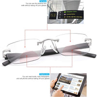 Rimless Photochromic Bifocal Sunglasses +3.0 Blue Light Blocking for Men & Women Clear