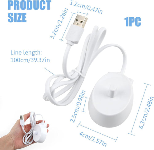 Electric Toothbrush Charger, Compatible with Oral B Toothbrush Charger Type 3757, Replacement Inductive USB Charging Base Waterproof Portable for Travel & Home Use, Supports Genius/Pro/Smart Series