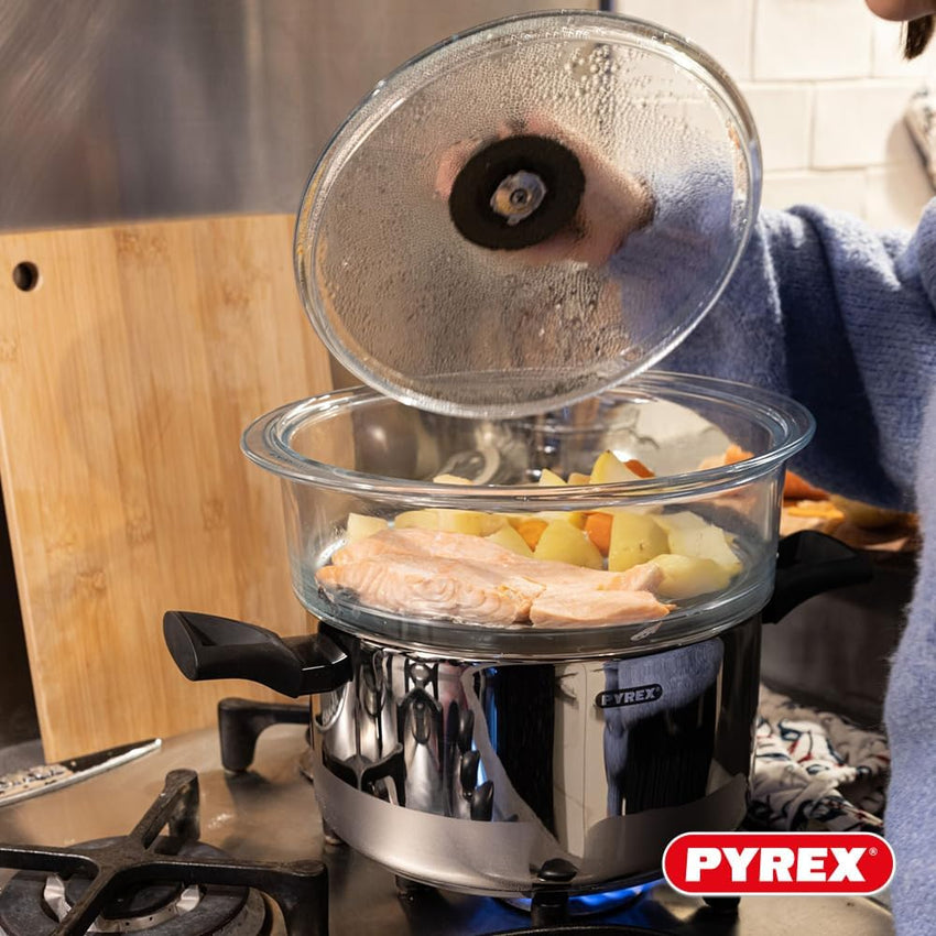 Pyrex Double Steam Basket with Lid ÃÂÃÂ¢ÃÂÃÂÃÂÃÂ 20cm Borosilicate Glass