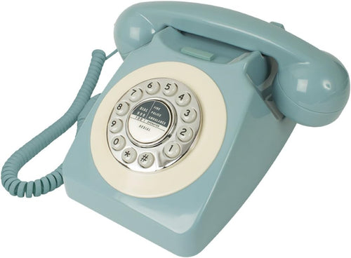 Benross 44540 Classic Retro Telephone/Vintage Style Corded Phone/Classic Ringer Sound/Push Button Dialling/Redial Function/Easy Setup/Blue