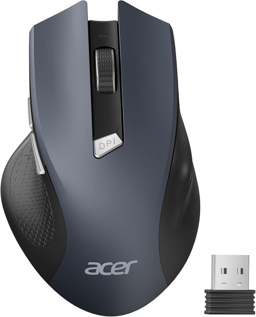 acer Wireless Mouse, INCL Batteries 3 Adjustable DPI Ergonomic Computer Mouse 2.4GHz with USB Receiver, 6 Buttons, Cordless Optical Tracking, Battery Indicator, Portable Mice Wireless for Laptop, PC, Desktop, Mac