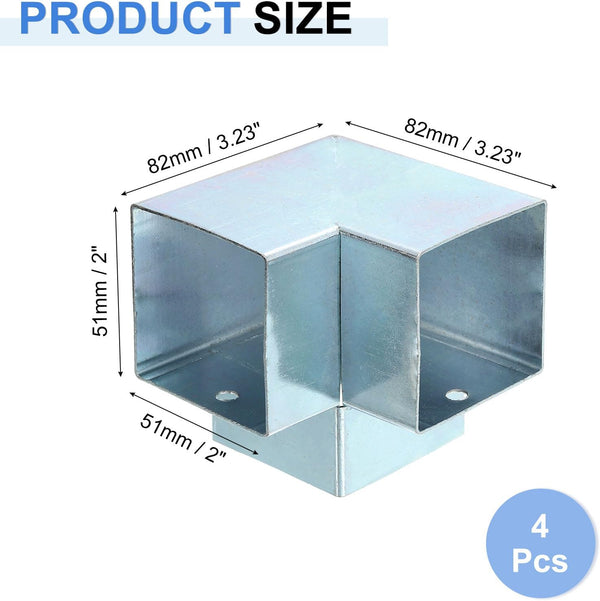 sourcing map 3-Way Gazebo Brackets Kit, Right Angle Corner Bracket Woodworking DIY Post Base Kit for 2" x 2" Lumber for Outdoor Patio Gazebo Log Cabins (4 Pack)