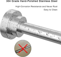 Extendable Shower Curtain Pole 150cm-250cm (59-98 inches) Stainless Steel No Drill Curtain Pole,Kongming Door Shower Curtain Rail Tension Rod,Non-Slip,Never Rust for Wardrobe Curtain Kitchen(Black)