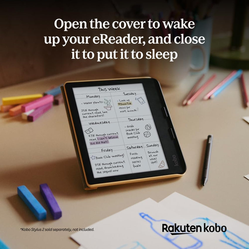 Kobo Libra Colour SleepCover Case | Butter Yellow | Sleep/Wake Technology | Built-In 2-Way Stand | Vegan Leather | Compatible with 7" Kobo Libra Colour eReader