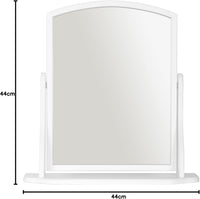 Home Selections Arched Wood Dressing Table Mirror, White, 44x44cm, Wooden Free Standing Tabletop Vanity Mirror