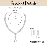 Clearine Women's Wedding Bridal Cubic Zirconia Infinity Y-Shape Tennis Necklace Dangle NO Earrings Clear Silver-Tone