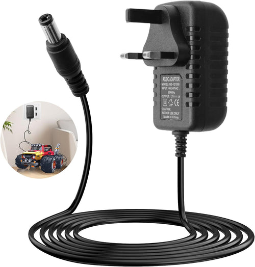 12V 1A Power Supply Adapter UK Plug, AC 100-240V to DC 12V Charger with 5.5x2.1mm Jack, Compatible with Ride On Car LED Strip CCTV Camera Monitor Router, Smart Protection Power Adapter for Home Use