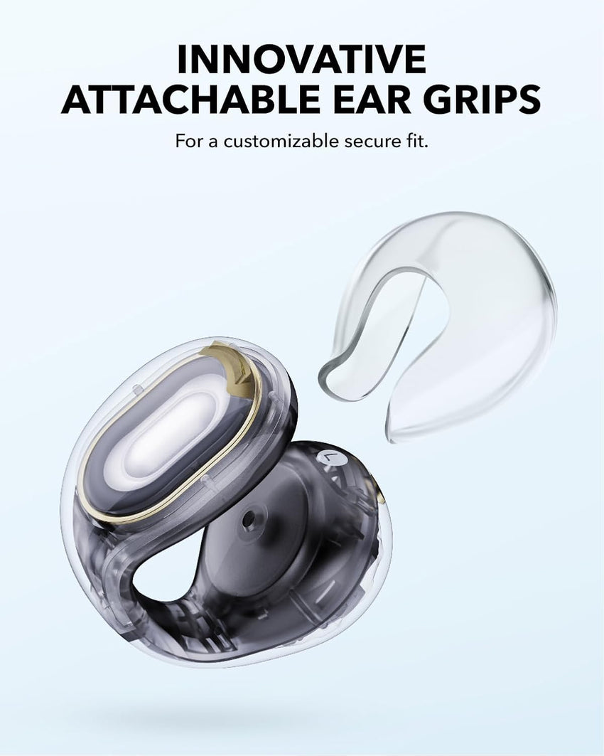soundcore C30i by Anker, Open-Ear Earbuds, Clip-On Earphones, Lightweight Comfort, Stable Fit, Firm-Shell Design, Attachable Ear Grips, Big Drivers for Clear Audio, 30H Play, IPX4 Water-Resistant