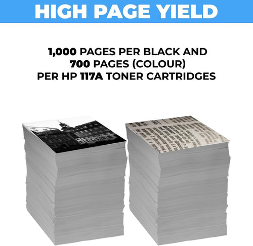 Replacement Compatible With HP 117A 4-Colour Black Cyan Magenta Yellow Toner Cartridges For HP Colour Laser 150 150a 150nw MFP 178nw 178nwg 179fng 179fnw 179fwg W2070A W2071A W2072A W2073A