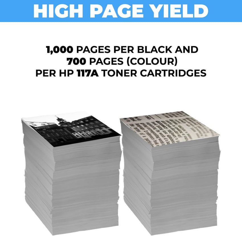 Replacement Compatible With HP 117A 4-Colour Black Cyan Magenta Yellow Toner Cartridges For HP Colour Laser 150 150a 150nw MFP 178nw 178nwg 179fng 179fnw 179fwg W2070A W2071A W2072A W2073A