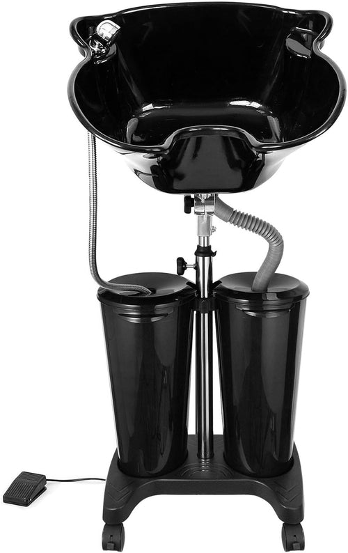 Johgee Portable Salon Basin Shampoo Bowl Sink with Electric Pump, Height Adjustable Portable Hair Washing Basin with 2 Bucket & Drain Hoses, Portable Shampoo Sink for Home Barber Shop Use