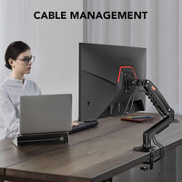 KOORUI Single Monitor Arm Desk Mount for 17-32 inch Screen, Vertical, Swivel, Adjustable Gas Spring Monitor Stand with C-clamp/Grommet Mounting Base, VESA 75/100mm,Increased Load Capacity from 2-9kg.