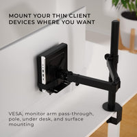HumanCentric Thin Client Mount Bracket, Mount a Mini PC or Computer to a VESA Monitor Arm or Stand, Pole, or Under Desk or Surface, Devices with 0.65-2.55" in Depth for 75x75 and 100x100mm Patterns